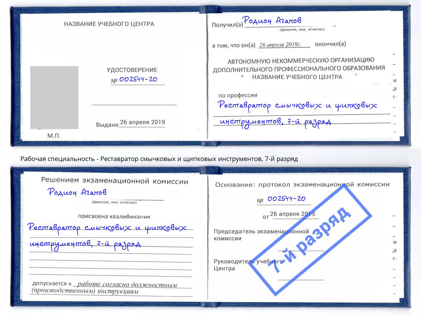 корочка 7-й разряд Реставратор смычковых и щипковых инструментов Бугульма